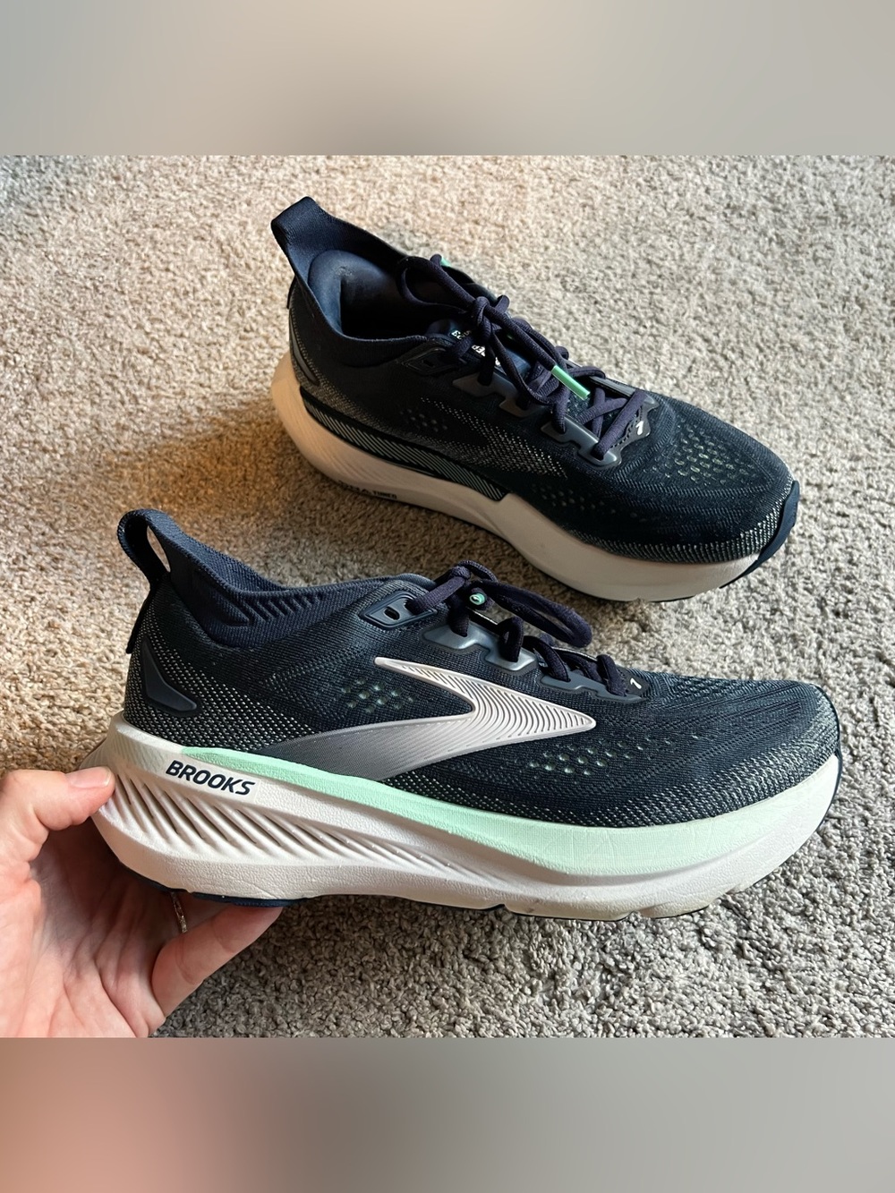 Brooks Glycerin GTS 23 Womens Size 8.5 Navy Blue Athletic Running Shoes Sneakers